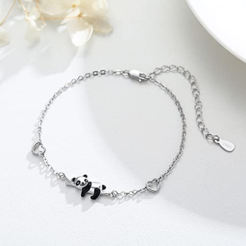 Justkidstoy Panda Bracelet For Women Girls 925 Sterling Silver Cute Panda Adjustable Chain Bracelets Jewelry Brithday Gift For Animal Lover #TOP1