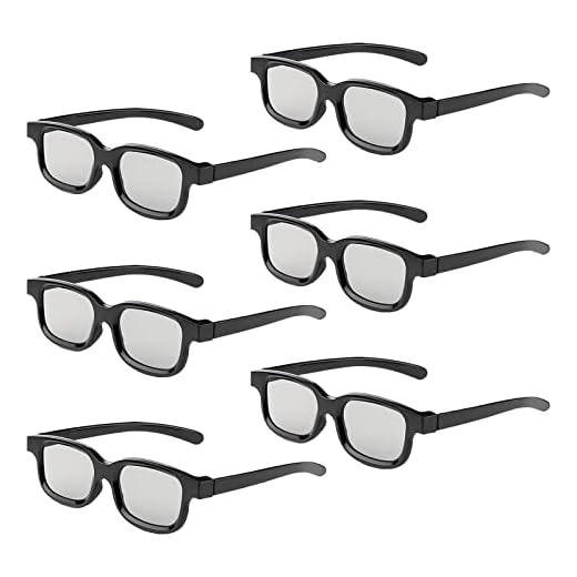 Reald 3D Glasses, Circular Polarized Non-Flashing Passive 3D Glasses for Reald Format Cinema/Passive Polarized 3D TV Projector - 3D Glasses That Supports 3D TV and Cinema (6pcs)