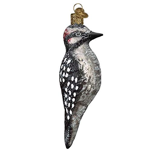 Old-World-Christmas Glass Blown Ornament with S-Hook and Gift Box, Vintage Forest Collection (Vintage Hairy Woodpecker, 51004)