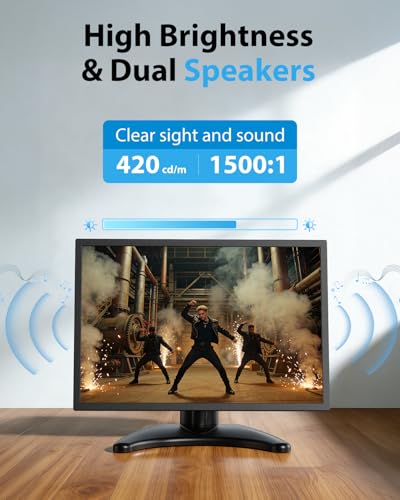 Image of Small Security Monitor for Camera Mini PC: Metal Case,10.5 inch 16:10 1920x1280, HDMI & VGA Port,Dual Speakers,High Brightness,with Moon Stand,for Office,Bedroom,Retro Gaming CCTV,Portable Travel