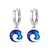 Pendientes colgantes de plata de ley 925 hipoalergénicos con diseño de ondas azules para mujer