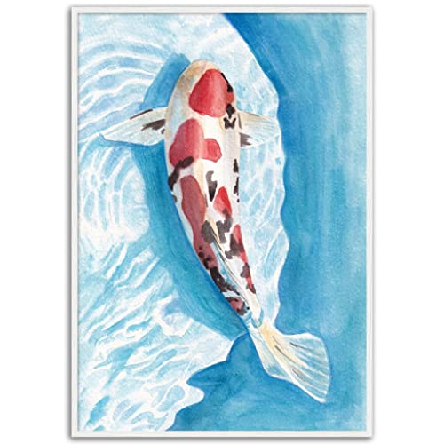Poisson japonais tableau prêt à accrocher pour mur vide bureau - 5