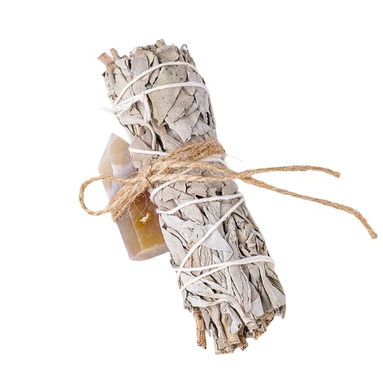 Namzi 1 Piece Natural California White Rat Tail Grass, Single Pointed Energy Stone Mixed Color Hexagonal Prism Aromatherapy Wand, Cedar Wand Set Aromatherapy Ornament Decoration