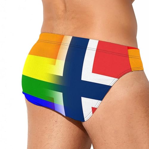 Prideful LGBT Gay Norway Flag Mens Swim Briefs Quick Dry Swimming Trunks Training Swimsuit Low Rise Swimwear3