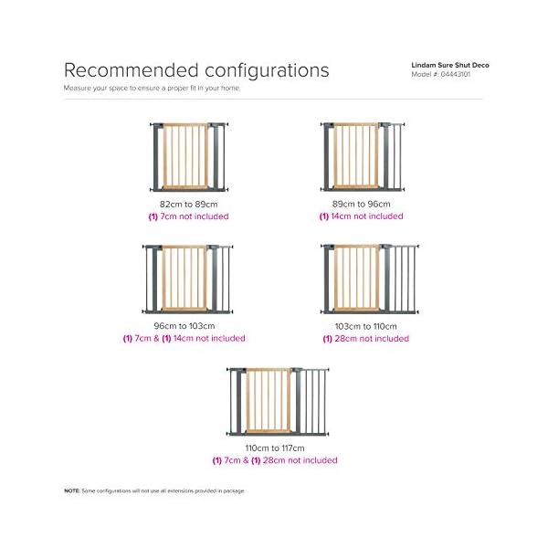 Lindam by Munchkin Sure Shut Deco Pressure Fit Safety Gate, Wood and Metal, 76 - 82 cm – Bild 6