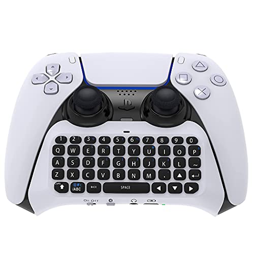 Donop Wireless Controller Keyboard for PS5 Controllers, Built-in Speaker & 3.5MM Audio Jack, for Play-Station 5 Controller Voice Chat Board, Messaging and Gaming Live Chat(White)