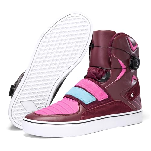 Bottes moto femme en cuir respirant avec zip