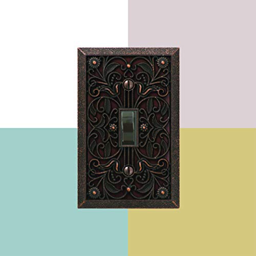 Image of Amerelle 65DAB Filigree Wallplate, 1 Duplex, Antique Brass (Pack of 2)
