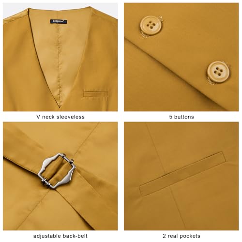 Image of Enlision Men's Suit Vest Business Formal Dress Waistcoat Solid Color Vest for Suit or Tuxedo