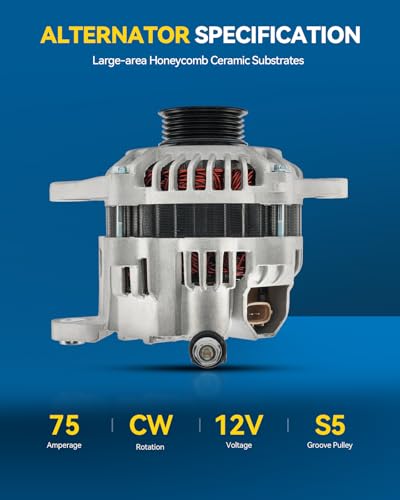 Image of PHILTOP 13820N New Alternator Compatible with Subaru Forester, Impreza | Alternator for Subaru 1999-2002 Forester 1999-2001 Impreza, 75Amp 13820N 12V S5 CW IR /IF