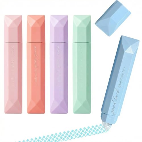 Plman 5-Piece Double-Sided Tape Roller Pen, Acid-Free Photo-Safe Double-Sided Tape Pen for Scrapbooking, Photo Mounting, Gift Wrapping, School, Office & Crafts