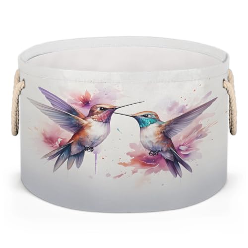 Gumuslen Hummingbird Storage Basket Collapsible Storage Bins with Handle Organizer Clothes Laundry Basket Kids Blanket Baby Nursery Gift Basket for Boys Girls Room Decor