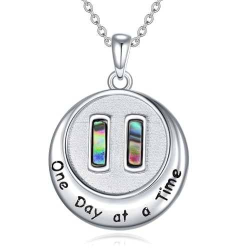 ZPMMPZ Pause Necklace Sterling Silver One Day At A Time Pendant Pause Sign Symbol Jewelry Birthday Gifts for Women Men