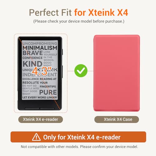 Image of CoBak Magnetic Case for XTEINK X4, Ultra-Lightweight Protective Cover for Xteink X4 E-Reader, Secure Magnetic Attachment(Rose Red)