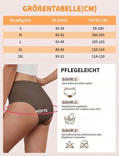 PoseFree Periodenunterwäsche Damen Starke Blutung (40ml) – Nahtlos & Saugstark wie 4 Tampons, Auslaufsicherer Periodenslip für Nacht & Wochenbett, High-Stretch, 3er Pack