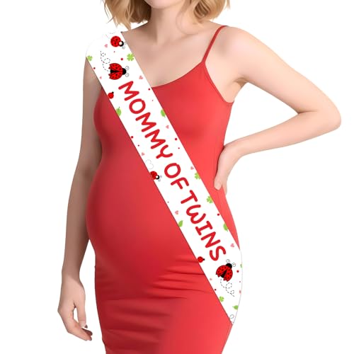 Ladybug Twins Baby Shower Decorations A Little Ladybug is on The Way Mommy of Twins Sash Gifts for Mom-to-Be Insect Theme Baby Shower Gender Reveal Pregnancy Announcement Party Supplies Favor