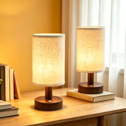 CHLORANTHUS 2 Pack Rechargeable Cordless Table Lamp – 4000mAh Battery Bedside Lamp, Mini Touch Control Dimmable LED Light with 3 Color Modes