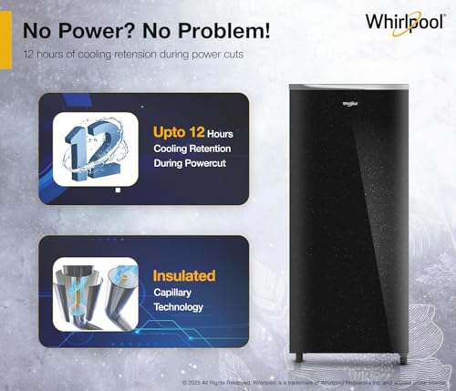 Image of Whirlpool 207 L 5 Star Icemagic Pro Inverter Glass Door Direct-Cool Single Door Refrigerator (230 IMPRO GD PRM 5S Inv CRYSTAL BLACK)