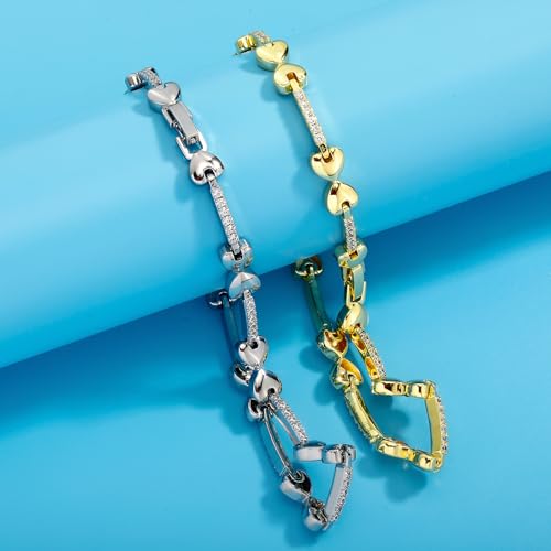 TOPGRILLZ Heart Bow Anklets for Women – 14K Gold Plated 5A Cubic Zirconia Ankle Bracelets with Fold-Over Clasp – Perfect Summer Beach Jewelry in 9 IN / 10 IN Sizes - Image 8