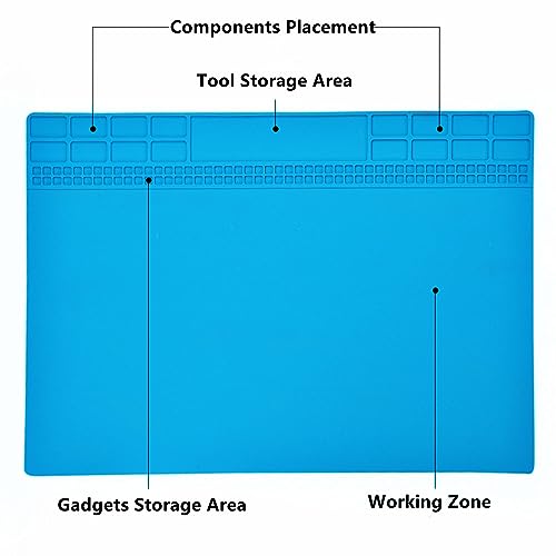 Image of Yankok [Anti-Static Mat Blue 13.8 x 9.8 in.] Table Desk ESD Grounding Mats Silicone Solder Pad Electronics Repair Platform with Screw Notches (35 x 25 cm, Heat Resistant, Non Magnetic)