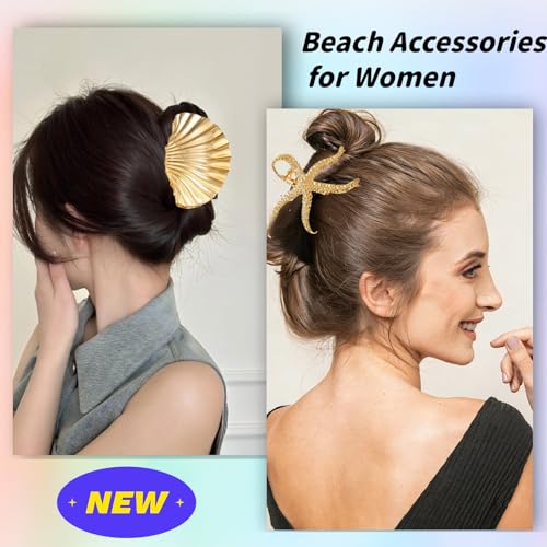 Accesorios de playa para cabello mujeres 2pz clip de metal miniatura 4