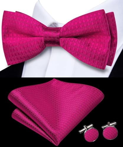 Image of Dubulle Mens Paisley Striped Bowtie Set Pre-tied Bowtie for Men and Pocket Square Set Wedding Business