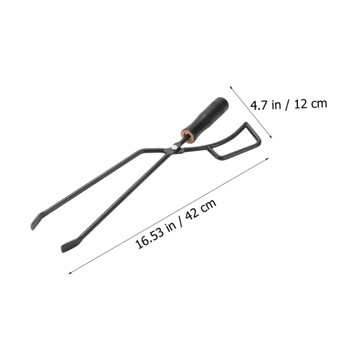 Pinza per Carbone da Esterno in Ferro con Manico in Legno | Nera, Comoda per Spostare Braci, per Attività All'aperto e Cena, Accessori Barbecue