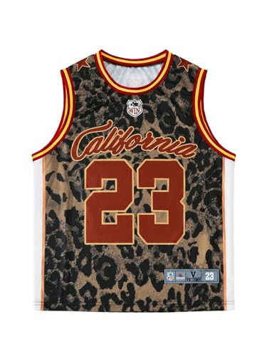 Men's Jersey Shirts Leopard Number Print Sleeveless Tank Tops Athletic Sports Basketball Shirts