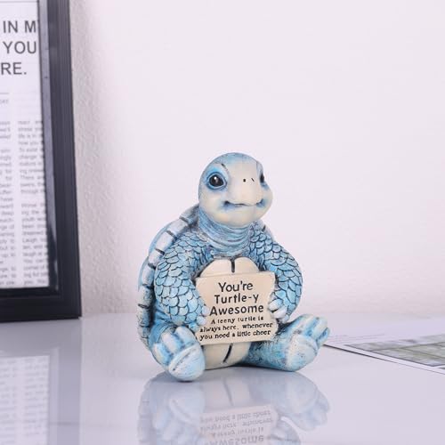 Figura tortuga marina de resina decorativa azul miniatura 6