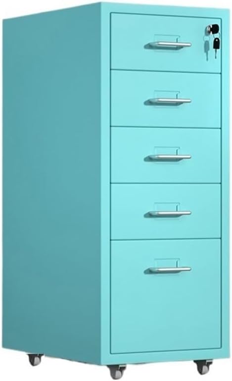 File Cabinet Thickened Cold-Rolled Steel Chest of Drawers Storage Cabinet Multifunctional Data Organizer Cabinet 5 Layer Large Capacity Office File Cabinet Fili,Blue
