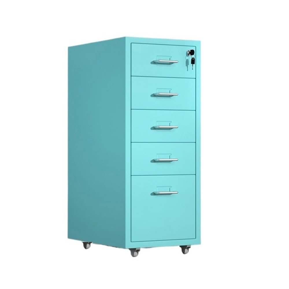 Aioneer Blue File Cabinet Thickened Cold-Rolled Steel Chest Of Drawers Storage Cabinet Multifunctional Data Organizer Cabinet 5 Layer Large Capacity Office File Cabinet Filing Cabinet
