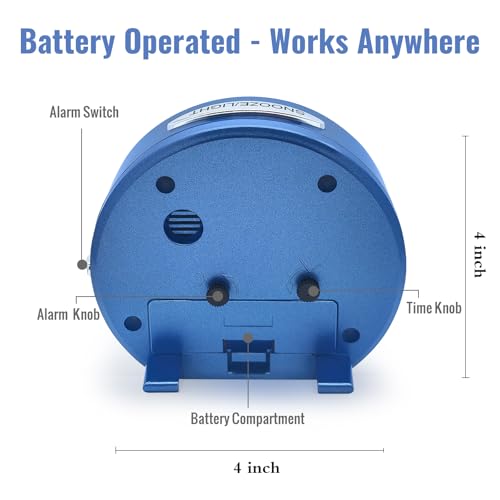 Image of Lamisola 4 Inch Alarm Clock for Bedrooms, Small Analog Desk Clock, Blue | Battery Operated Bedside Clock for Bedroom Bathroom Home Nightstand Shelf, Night Light Snooze, Minimalist Clocks for Seniors