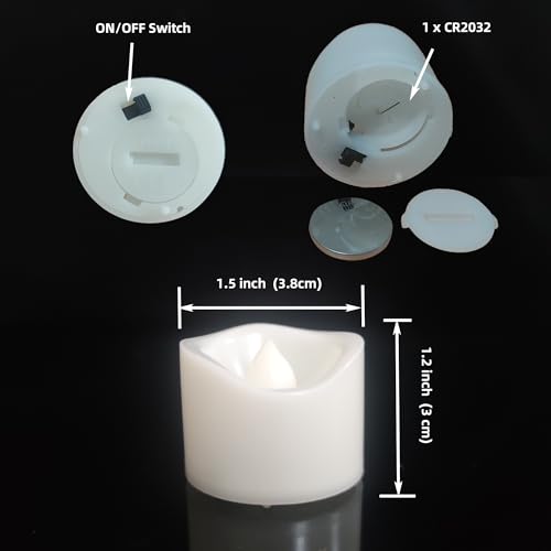 Image of iZAN 12 PCS Flameless LED Tea Lights Candles Battery Operated Fake Flickering Electric Small Votive Candles Tealights for Wedding Party Decorations Home Decor, Cream White Shell, Amber Yellow Glow