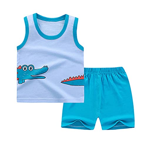 Image of Toddler Boys 4 PCs Tank Top and Shorts Set Summer Sleeveless Cotton Outfit