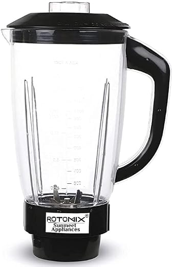Rotomix Heavy Quality Juicer Jar for Mixer Grinder Juicer Jar ABS Plastic Transparent (1500ML), Black SA35, Black Pack of 1