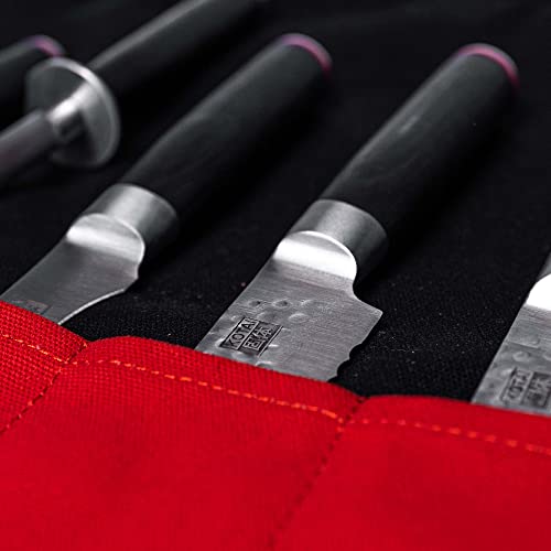 Bolsa enrollable para cuchillos KOTAI de algodón con 7 ranuras y asas cómodas para chef 5