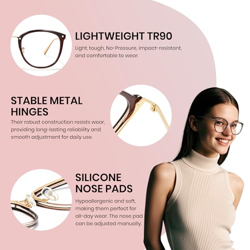 Image of Cyxus Stylish Blue Light Glasses for Woman, Lightweight Computer Glasses for Screen Time Anti Eye Strain for Work, Daily Use