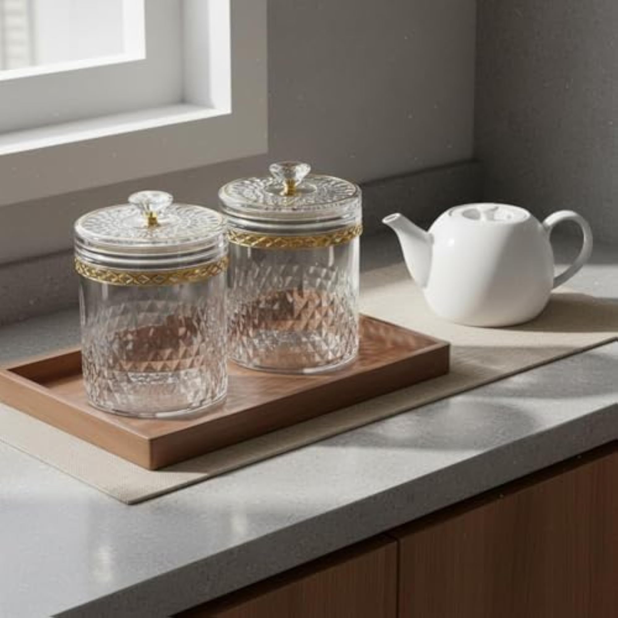 Diamond Pattern Sealed Jar Set Airtight Storage Canister