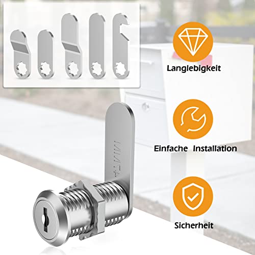 VOCIBO® Mailbox Lock with 4 Keys, 5 Different Locking Plates, Mailbox Lock 25 mm, Lock Lock, Diameter 18 mm Drawer Lock - Image 4