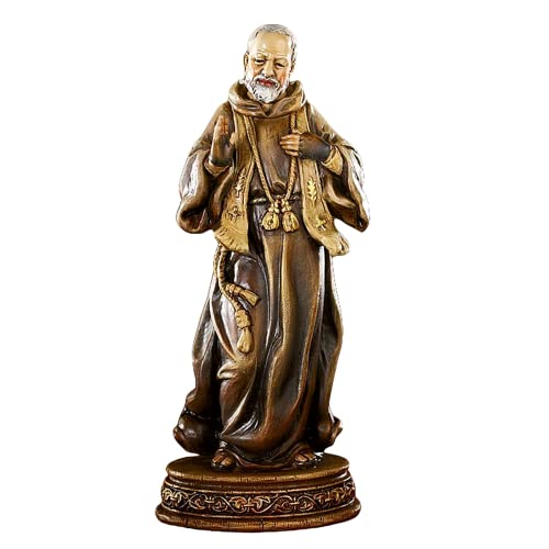 Estatua religiosa Padre Pio en resina detallada 6 pulgadas