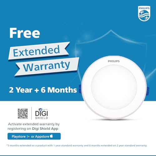 Image of PHILIPS 9W AstraGlow Downlight | Ultra Bright Slim Panel Light | Junction Box Compatible | Energy Efficient LED Ceiling Light for Home & Office | Cool Day Light, Pack of 2