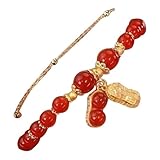 Bracciale Doppia Catena Giada Imitazione Bracciale Retro Elegante Mano Gioielli Femminile Rosa Gioielli Set, Misura unica, Vetro, Non pietra preziosa
