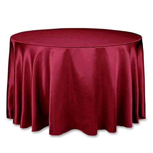 LinenTablecloth 108-Inch Round Satin Tablecloth Burgundy