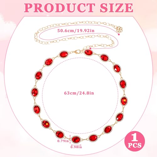 Red Gems Belt Chain Western Concho Metal Waist Chain Belt Western Cowgirl Waist Links Belts for Dresses Jeans2