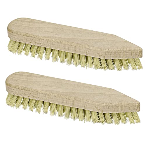 Arvox Scheuerbürste - 20 cm - 2er Pack - Waschbürste - ideal geeignet im Außenbereich - für Starke Verschmutzungen - Reinigungsbürste zum Putzen - Hand Schrubber mit Holzgriff Cover