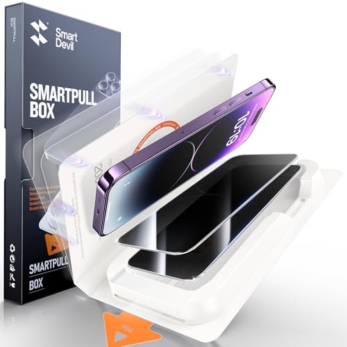 SMARTDEVIL 2 Pack for iPhone 14 Pro Privacy Screen Protector, Military Grade Shatterproof, 9H Hardness, Anti-Spy Tempered Glass, Fast & Easy Instlltion, Case Friendly