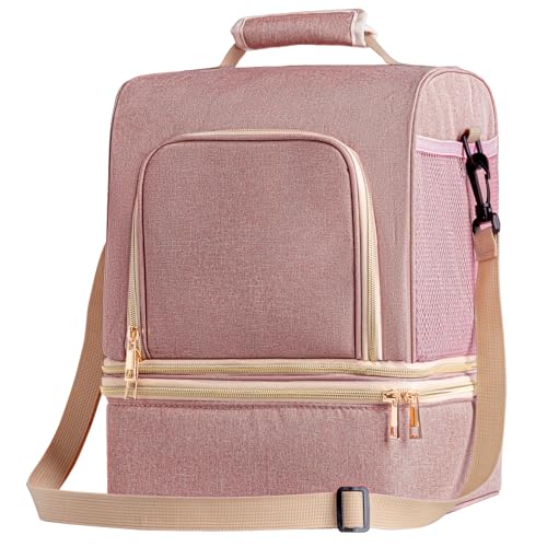 Image of NCVI Breast Pump Bag, Double Layer Removable Pump Bag for Spectra S1, S2, Medela, Breast Pump Backpack with Ice Pack, Insulated Breast Milk Cooler Travel Bag for Working Nursing Moms, Pink