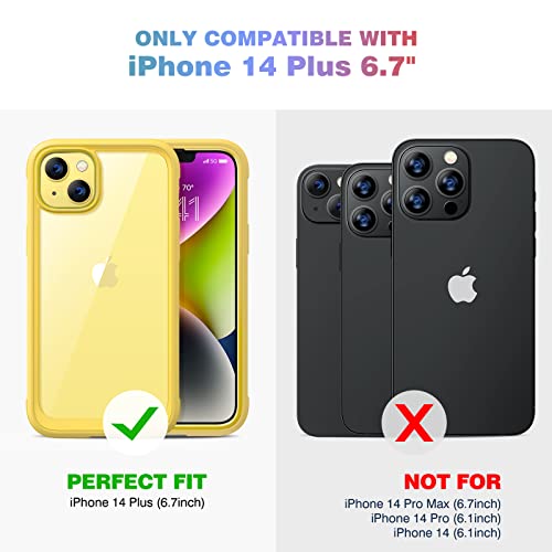 Diaclara Designed For Iphone 14 Plus Case, Full Body Rugged Case With Built-In Touch Sensitive Anti-Scratch Screen Protector, With Camera Lens Protector For Iphone 14 Plus 6.7" (Lemon Yellow) #TOP6
