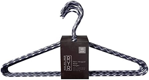 Rethink your Room 10 Pack of Fabric Wrapped Metal Hangers - Durable and Stylish Closet Solution - Soft Touch for Your Clothes - Navy/White