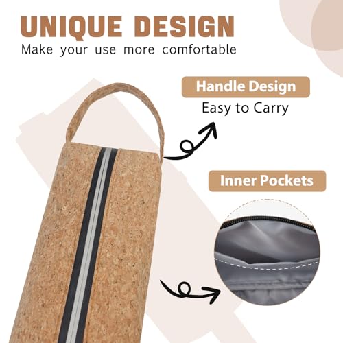Image of Fmeida Pencil Case Cork - Aesthetic Pencil Case Pouch - Large Capacity Office Stationery Organizer with Handle